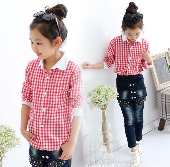 spring children's clothes girls blouses causal long sleeve cotton girl blouses for girls kids shirts turn-down shirts tops