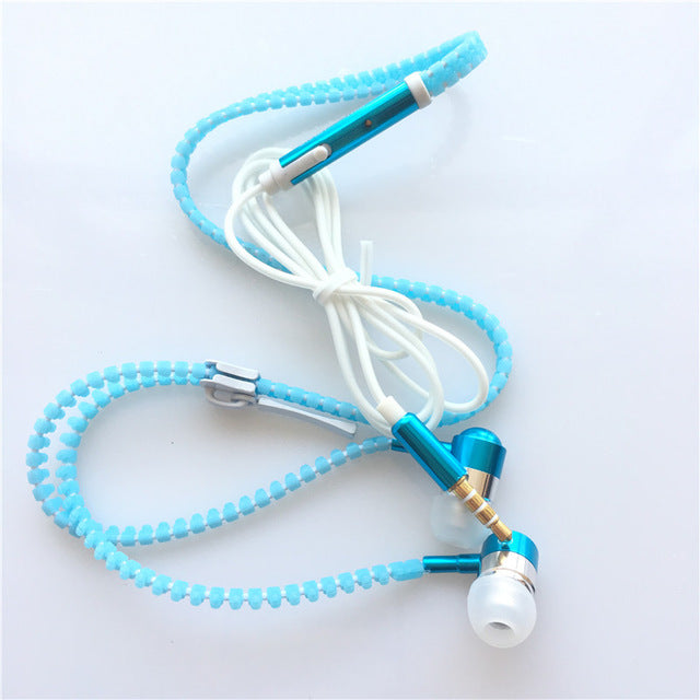 Glow-in-the-Dark Adjustable Zipper MP3 Headphones with Mic