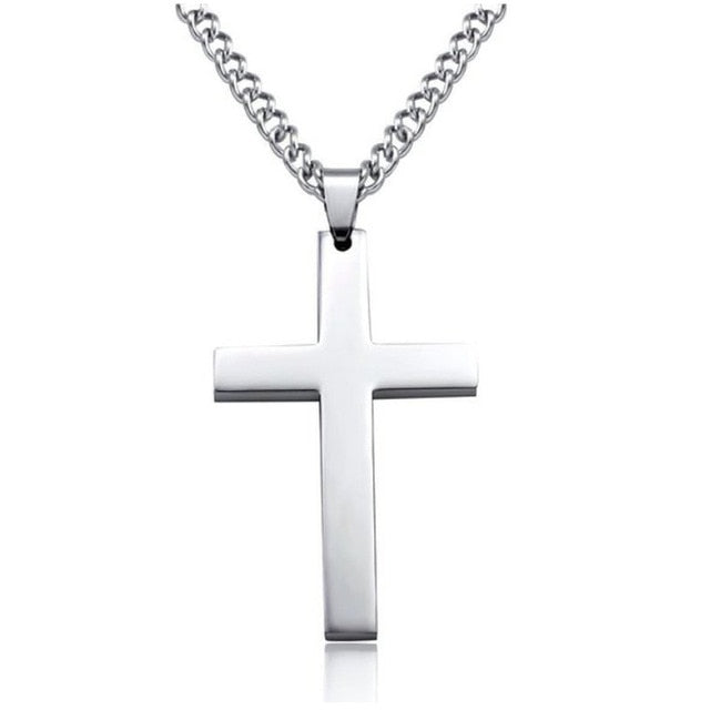 Male Black Cross Necklace Men