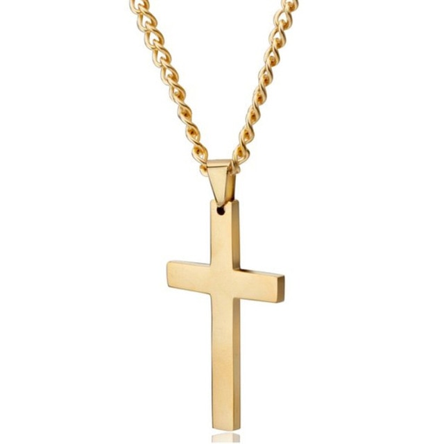 Male Black Cross Necklace Men