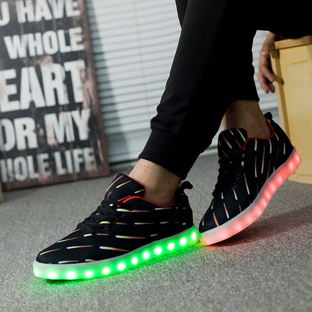 LAISUMK USB Charging Glowing LED Sneakers Men Unisex Casual Light Shoes 11 colors LED Slippers Luminous Sneakers