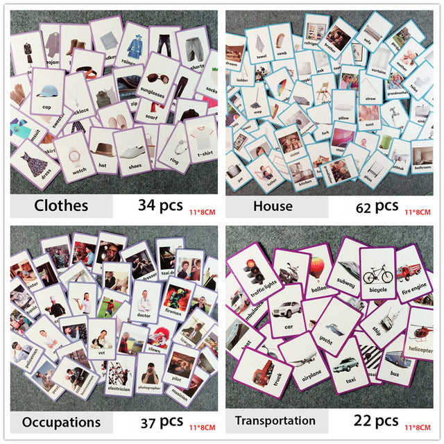 Montessori English Word Card Game Puzzle Card Baby Learning English Word Educational Toys Kids Learn English Word for Children