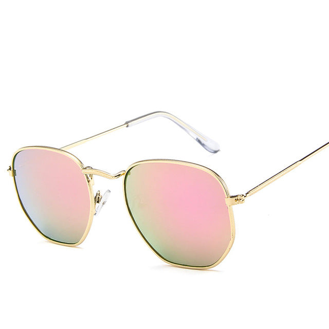 Polygonal Women Sunglasses Men Glasses Lady Luxury Retro Metal Sun Glasses Vintage Mirror UV400