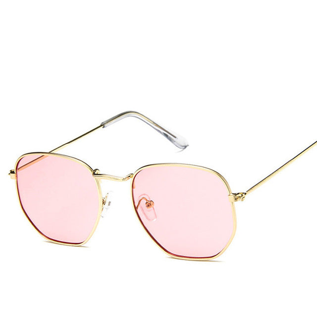 Polygonal Women Sunglasses Men Glasses Lady Luxury Retro Metal Sun Glasses Vintage Mirror UV400