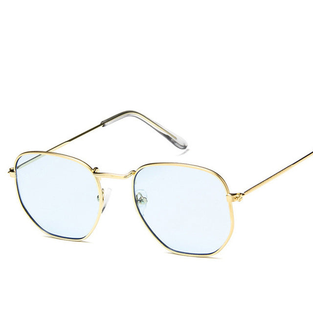 Polygonal Women Sunglasses Men Glasses Lady Luxury Retro Metal Sun Glasses Vintage Mirror UV400