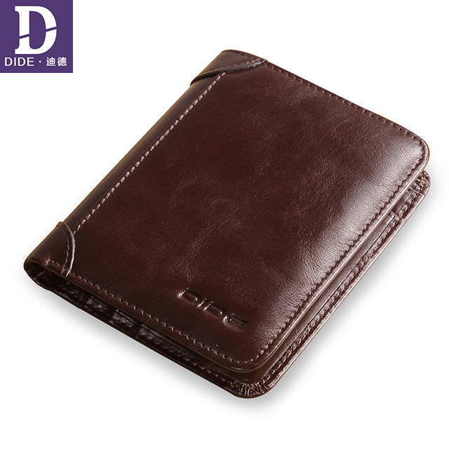 DIDE Luxury Brand Men Wallet 100% Genuine Leather Man Short Wallet Male Wallet Vintage Purse Standard Card Holders Wallets