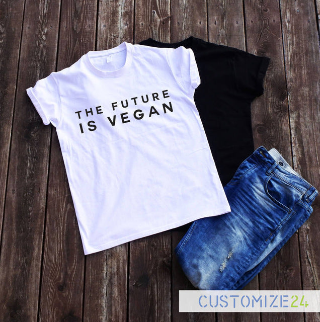 The Future Is Vegan Tshirt Funny Cute Shirt Tumblr Casual Fashion Tees Tops Letter Print Hipster Streetwear Women Cotton Sleeves