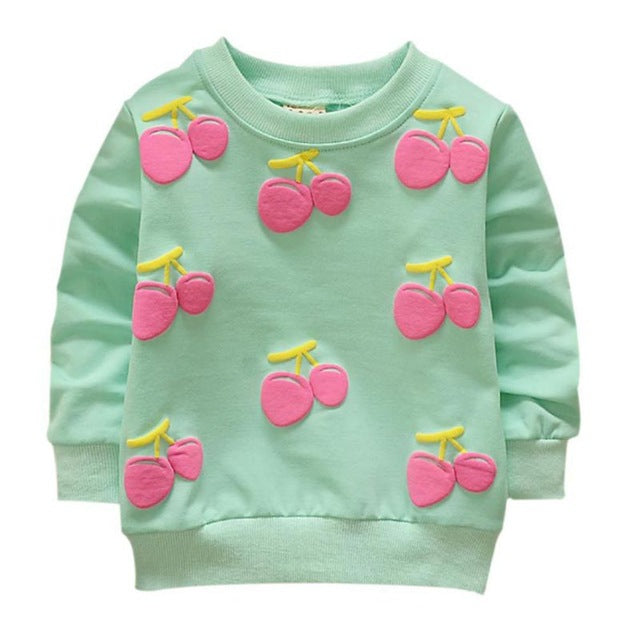 Baby Girls Sweatshirts Winter Spring Autumn sweater Cherry Pattern long sleeve T-shirt  kids Fashion clothes