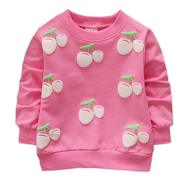 Baby Girls Sweatshirts Winter Spring Autumn sweater Cherry Pattern long sleeve T-shirt  kids Fashion clothes