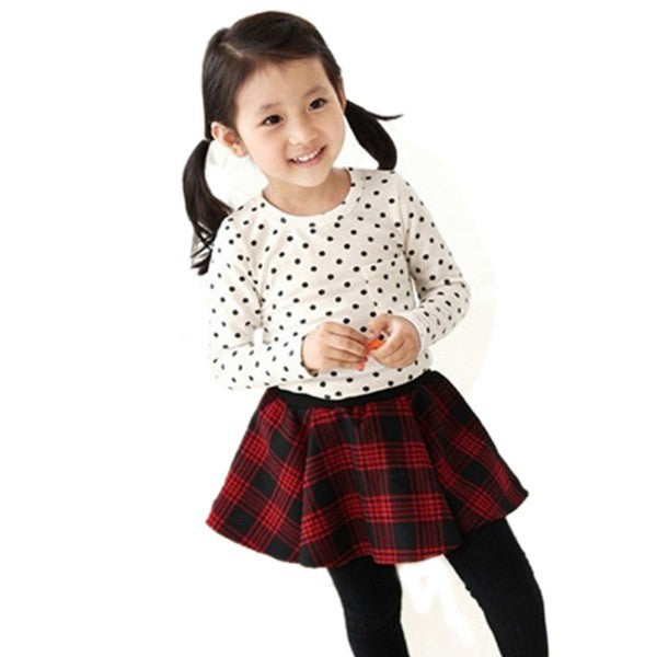 Lovely Toddler Baby Girls Polka Dot Long Sleeve Tops Blouse Casual Cotton Shirt baby girl blouse