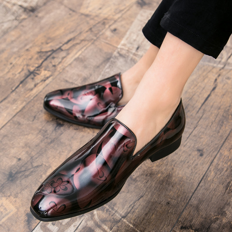 men's printed oxfords patent leather fall