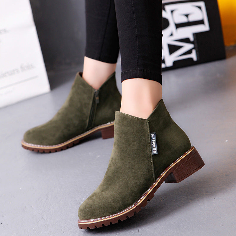 women's short boots low heel