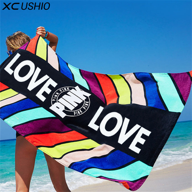 XC USHIO 70*145cm Pink Soft Cotton Beach Towel Travel Swimming Bath Towel Yoga Office Sofa Blanket Wall Tapestry Toalla Playa