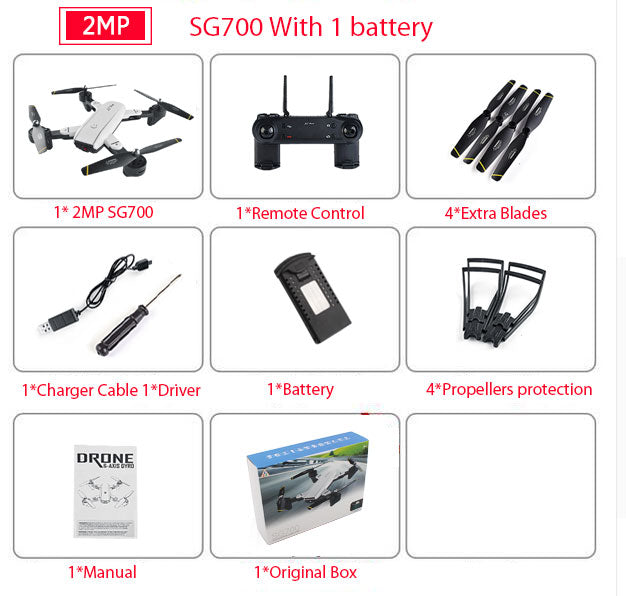 SG700 0.3MP/2MP Rc Quadcopter with Camera Wifi FPV Foldable Selfie Drone Altitude Hold Headless Gesture Control Dron vs E58