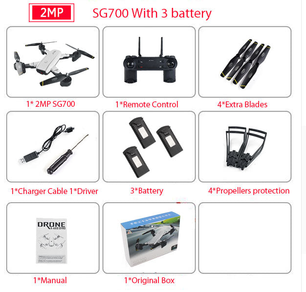 SG700 0.3MP/2MP Rc Quadcopter with Camera Wifi FPV Foldable Selfie Drone Altitude Hold Headless Gesture Control Dron vs E58