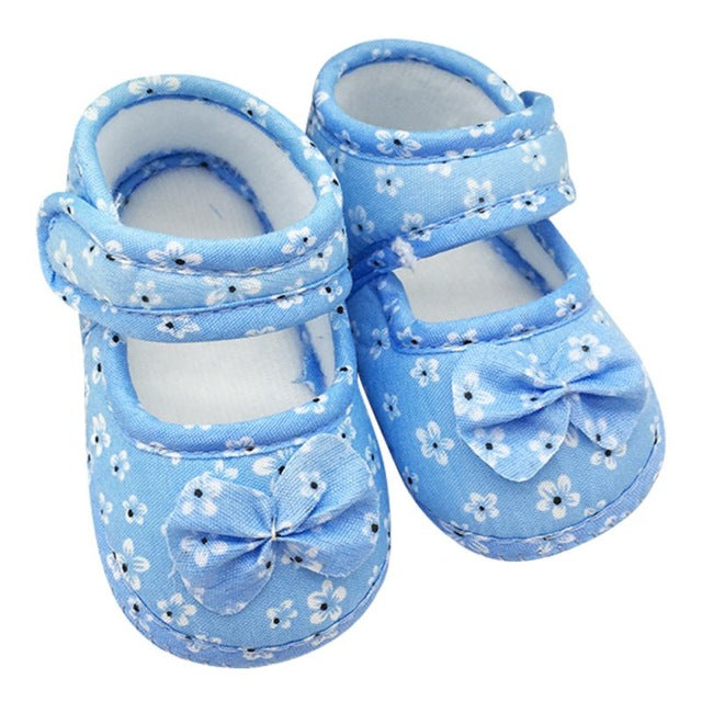 Sweet Baby Girls Princess Bowknots Flower Crib Shoes Prewalkers Casual Shoes