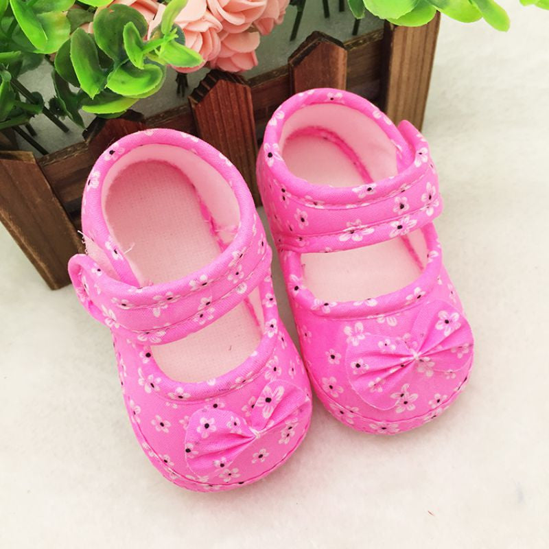 Sweet Baby Girls Princess Bowknots Flower Crib Shoes Prewalkers Casual Shoes