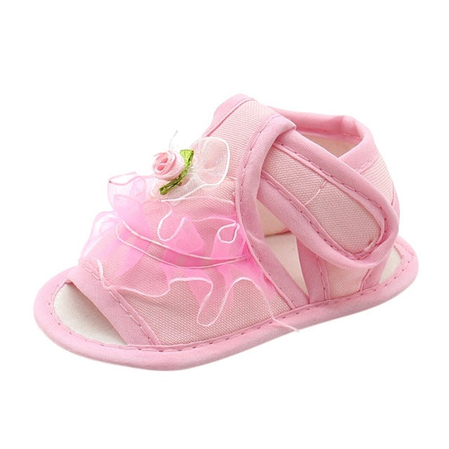 Spring Baby Girls Cute Princess Style Toddler Shoes Lace Flower Shoes Infant Summer First Walkers 0-18M