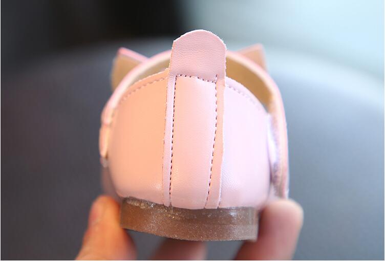 spring and autumn new girl rabbit ears leather shoes cute princess shoes soft bottom non-slip cartoon baby shoes