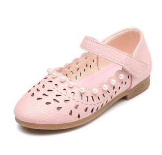 New Girls Shoes leather shoes Cut-outs pearl For Kids Autumn Shoes sweet girls Princess dance shoes sandals