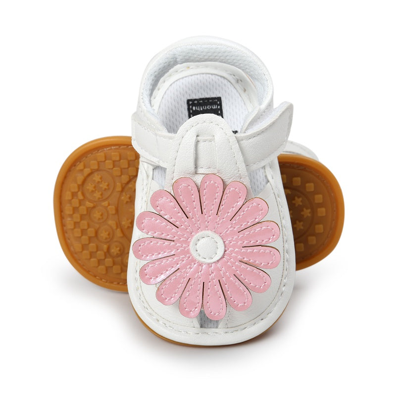 Girls Summer Kids Tartan Hollow Out Princess Style Flower Breathable Non-slip Soft Bottom Cack Sandal