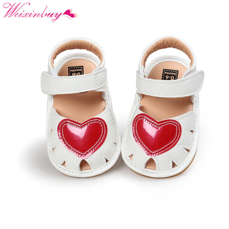 baby Girls sandals Princess Style Kids Cute Heart Pattern sandal Anti-skid PU Leather Breathable Baby Shoes 0-18M