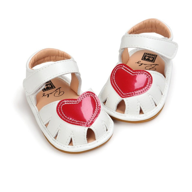 baby Girls sandals Princess Style Kids Cute Heart Pattern sandal Anti-skid PU Leather Breathable Baby Shoes 0-18M