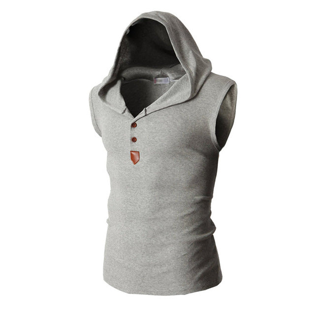 Men Stretchy Sleeveless Shirt Casual Fashion Hooded Tank Top New Brand Men Outdwear bodybuilding Fit Clothing