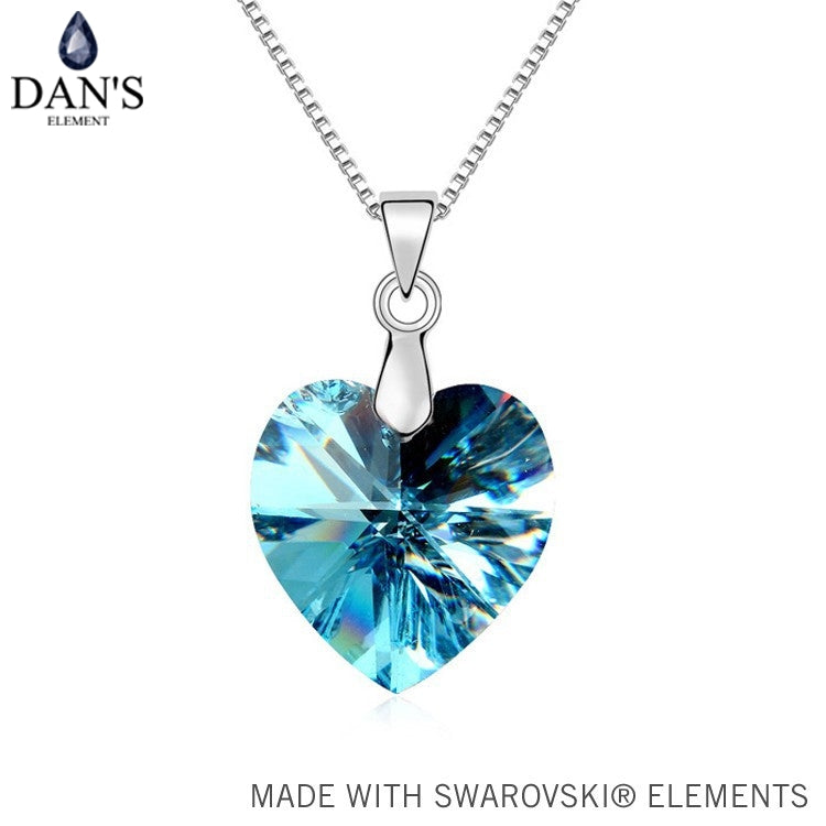 DAN'S ELEMENT Real Austrian Crystals From SWAROVSKI White Gold Color Heart pendant necklace For Women Fashion jewelry #99350