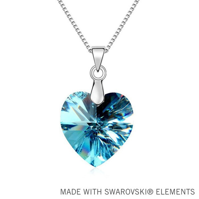 DAN'S ELEMENT Real Austrian Crystals From SWAROVSKI White Gold Color Heart pendant necklace For Women Fashion jewelry #99350