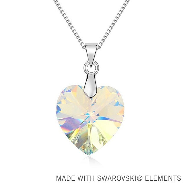 DAN'S ELEMENT Real Austrian Crystals From SWAROVSKI White Gold Color Heart pendant necklace For Women Fashion jewelry #99350