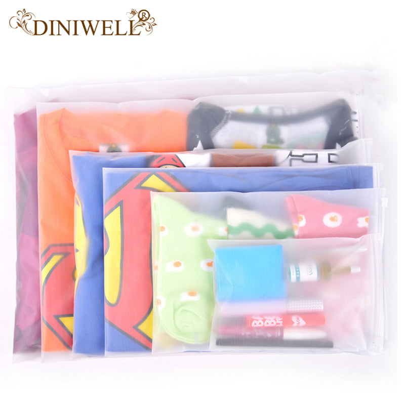 DINIWELL One Set 10 PCS PE Clothing Bags Zipper Travel Foldable Storage Bags Wardrobe Closet Organizer Save Space