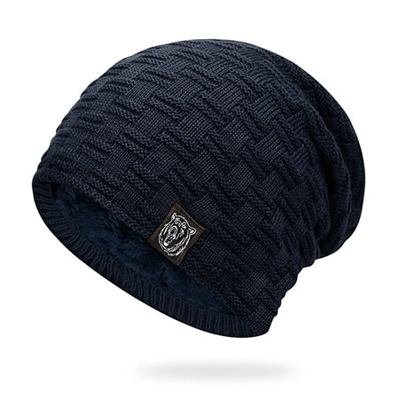 Men's Knitted Velvet Lined Skull Cap Beanie