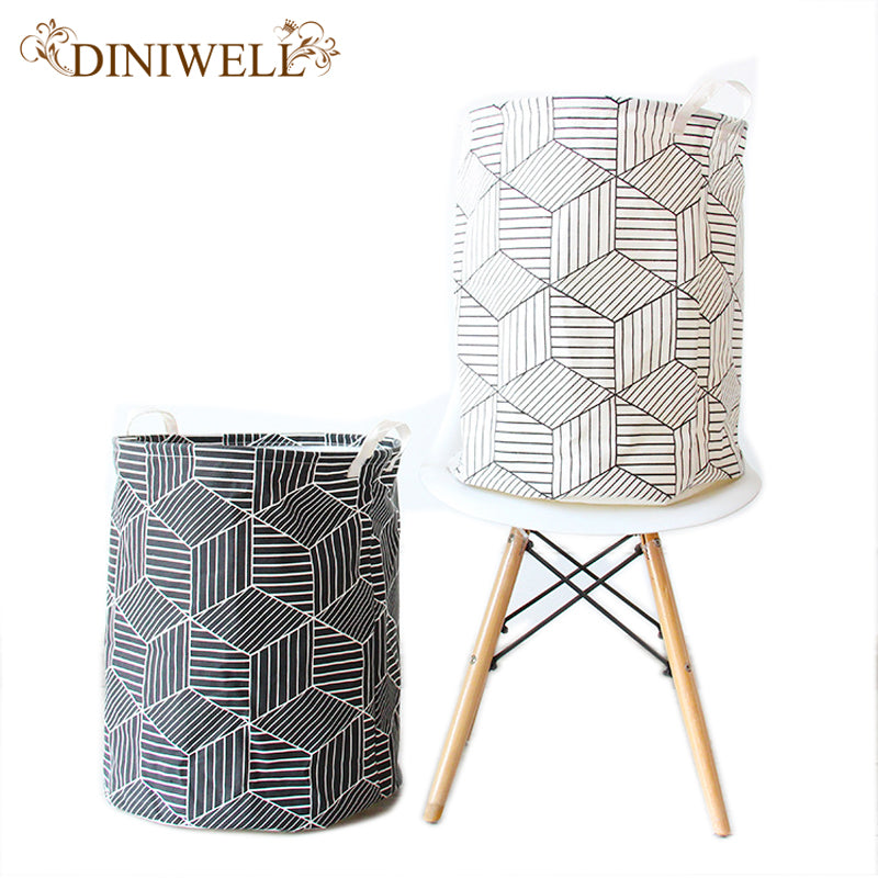 DINIWELL Round Laundry Hampers Basket Collapsible Linen Canvas Storage Bucket For Bedroom Or Closet