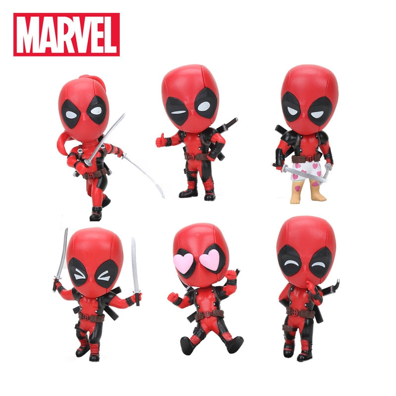 New 10cm Marvel Toys Deadpool Figure Bobble-Head 1/10 Scale Painted Wade Winston Wilson Superhero Collectible Model Dolls Toy