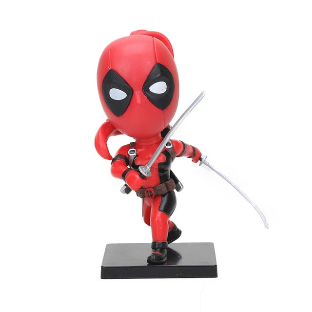 New 10cm Marvel Toys Deadpool Figure Bobble-Head 1/10 Scale Painted Wade Winston Wilson Superhero Collectible Model Dolls Toy