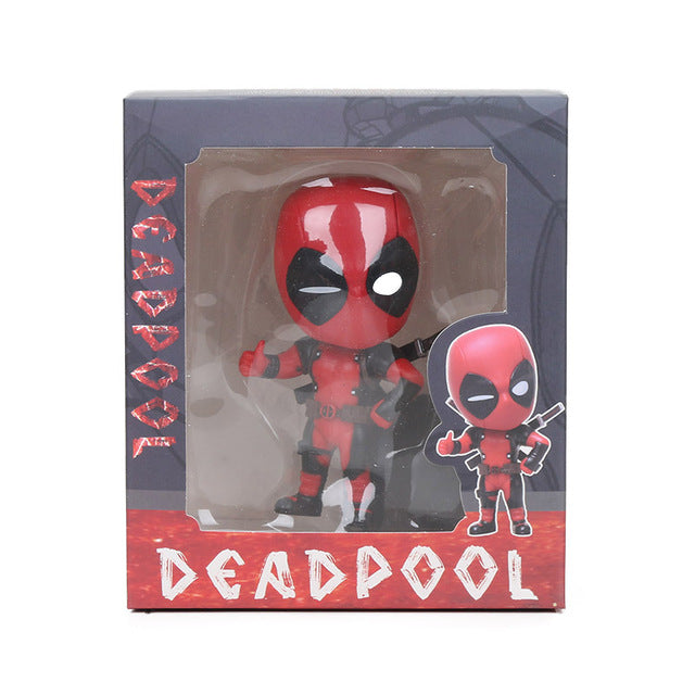 New 10cm Marvel Toys Deadpool Figure Bobble-Head 1/10 Scale Painted Wade Winston Wilson Superhero Collectible Model Dolls Toy