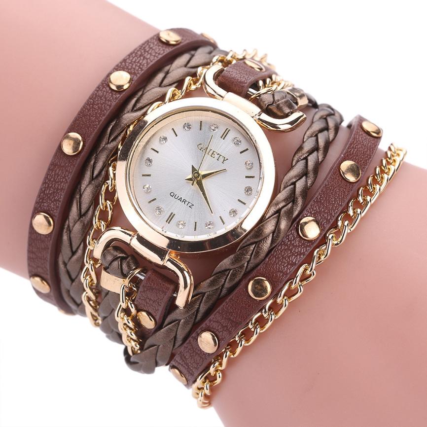 Women's Watches  Reloj Mujer  Fashion Casual  Glass   Quartz Wristwatches   Leather Bracelet  Ladies   Watch