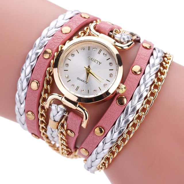 Women's Watches  Reloj Mujer  Fashion Casual  Glass   Quartz Wristwatches   Leather Bracelet  Ladies   Watch