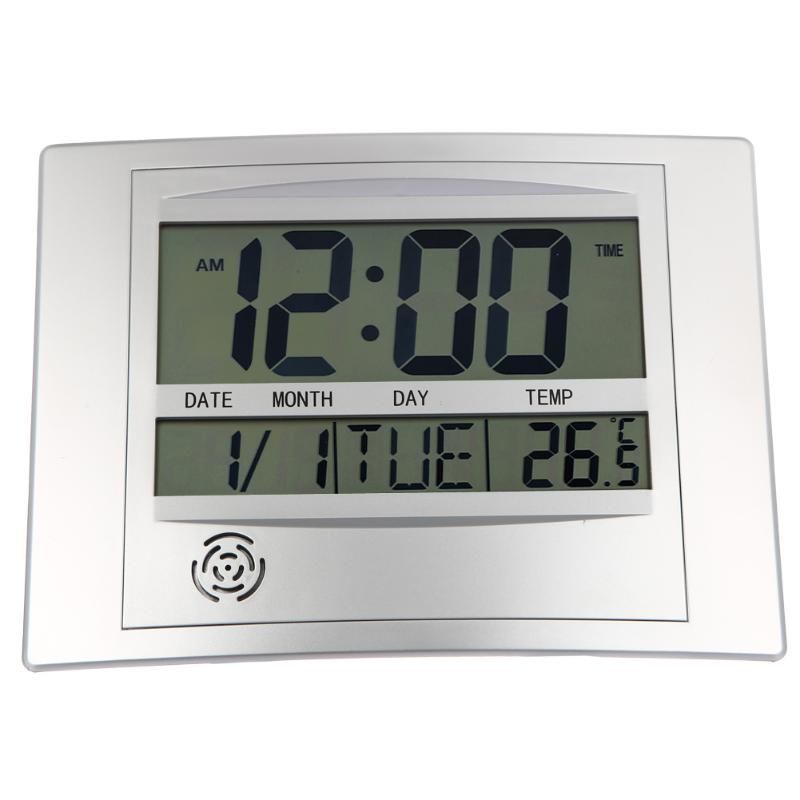 LCD Digital Wall Clock With Thermometer