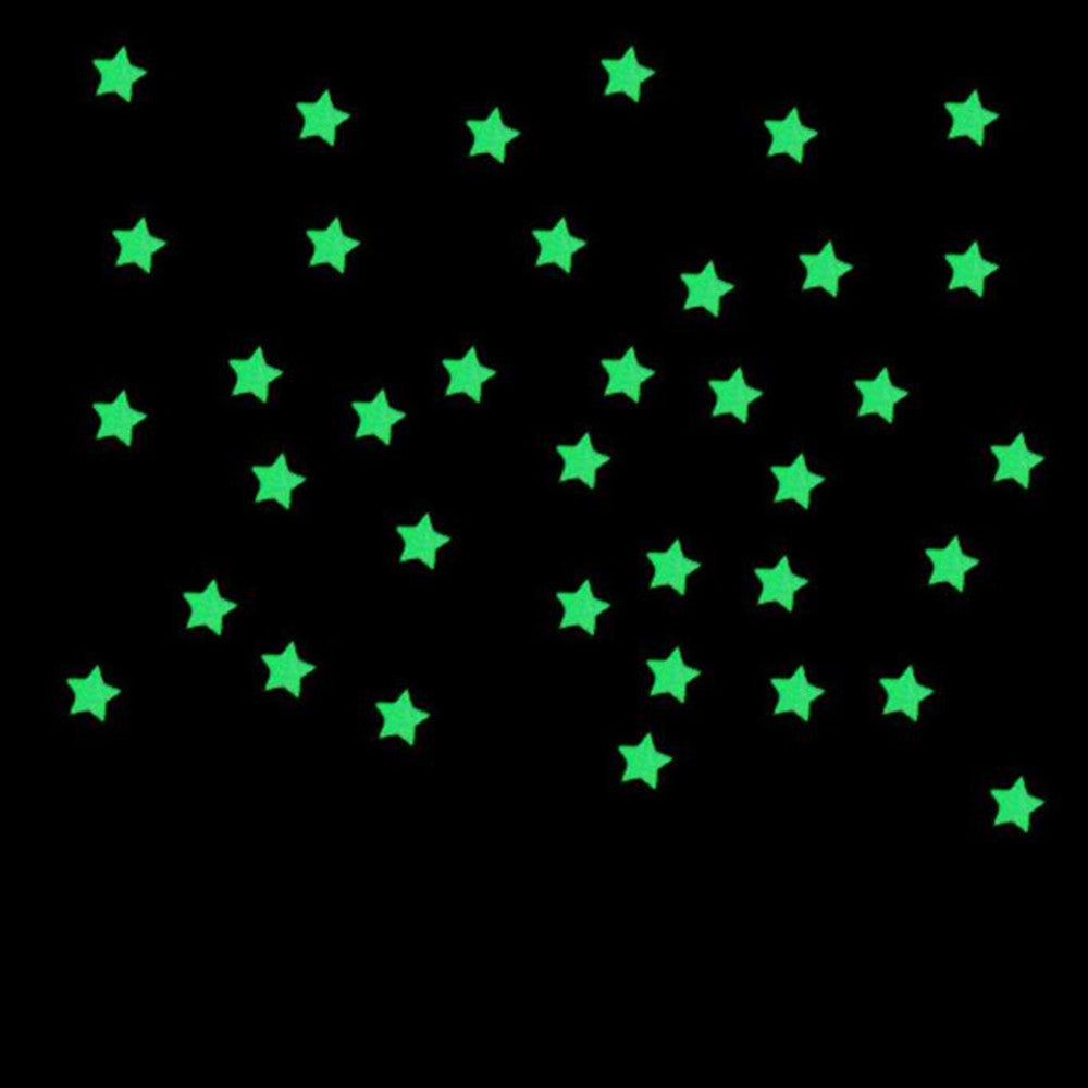 ISHOWTIENDA 100PC 3*3cm Kids Bedroom Fluorescent Glow In The Dark Stars Wall Stickers Kids Bedroom Fluorescent Glow Wall Sticker