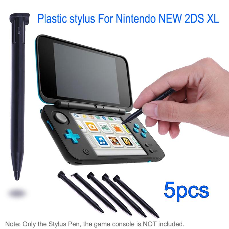 5Pcs Plastic Stylus Pen Game Console Screen Touch Pen for Nintendo New Lapiz Tactil for 2DS XL / LL Game Console Black White