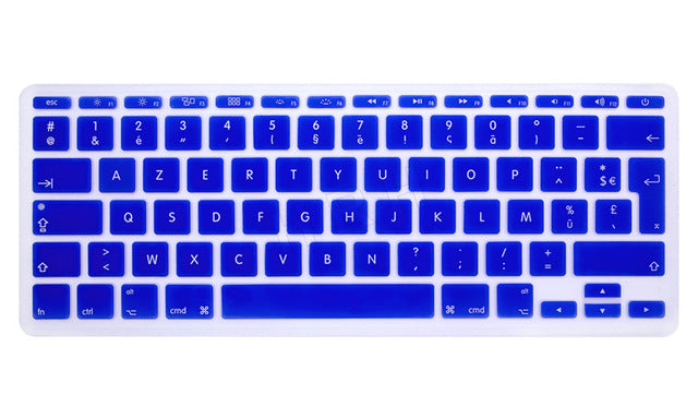 HRH French UK/EU Silicone Soft Color AZERTY Keyboard Cover Skin Protector For Apple Mac MacBook Air 11