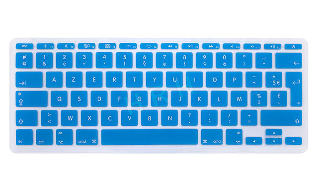HRH French UK/EU Silicone Soft Color AZERTY Keyboard Cover Skin Protector For Apple Mac MacBook Air 11