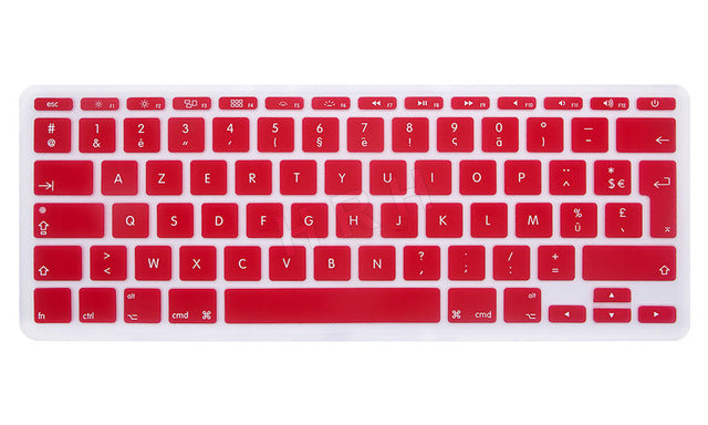 HRH French UK/EU Silicone Soft Color AZERTY Keyboard Cover Skin Protector For Apple Mac MacBook Air 11