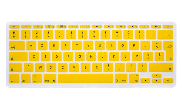 HRH French UK/EU Silicone Soft Color AZERTY Keyboard Cover Skin Protector For Apple Mac MacBook Air 11