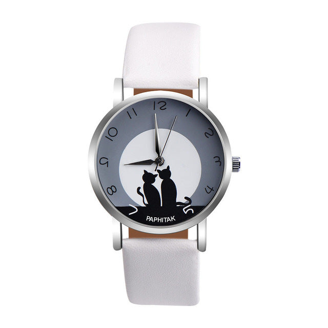 Womens Mysterious Black Cat Faux Leather Analog Quartz Watch dames horloges relojes de mujer envio gratis in Sixteen Colour