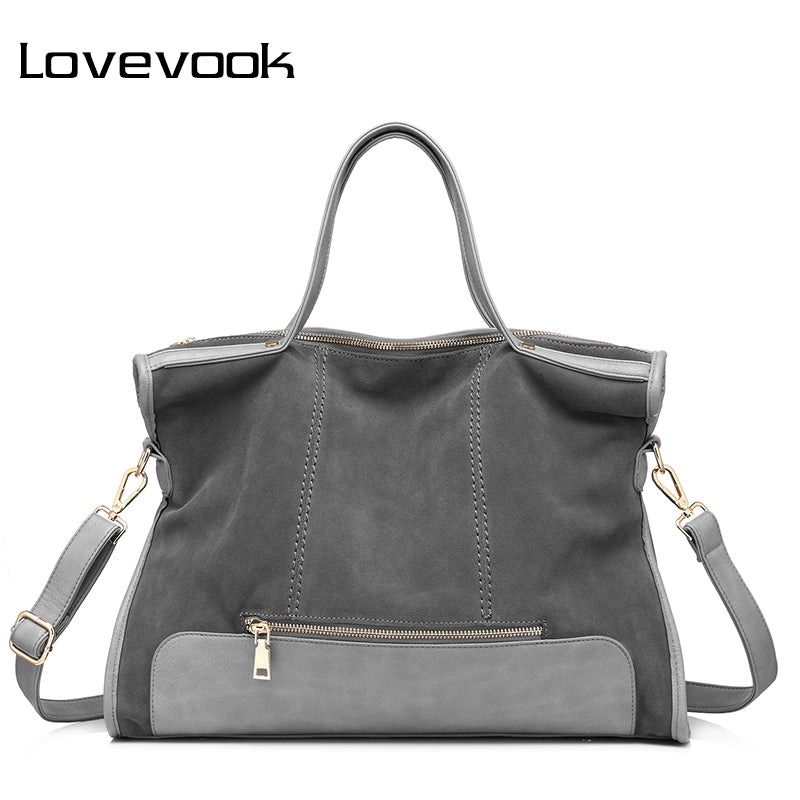 LOVEVOOK brand fashion female shoulder bag high quality patchwork split leather retro handbag ladies tote bag for office work