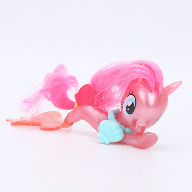 New Movie My Little Pony Fluttershy Rainbow Dash Pinkie Pie Seapony PVC Action Figures Shiny Pony Colletion Model Dolls Gift Toy