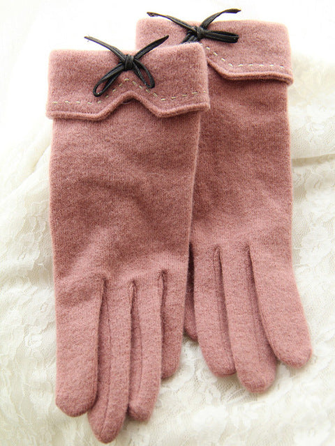 Women's Cashmere Wool Embroidered Touchscreen Winter Gloves